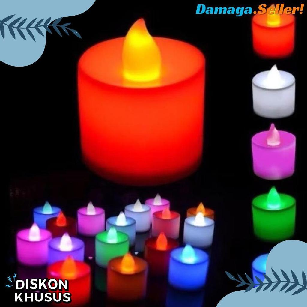 Cod Lilin Lampu Led Elektrik Candle Pesta Dekorasi Pink Biru Hijau Merah Kuning Natal