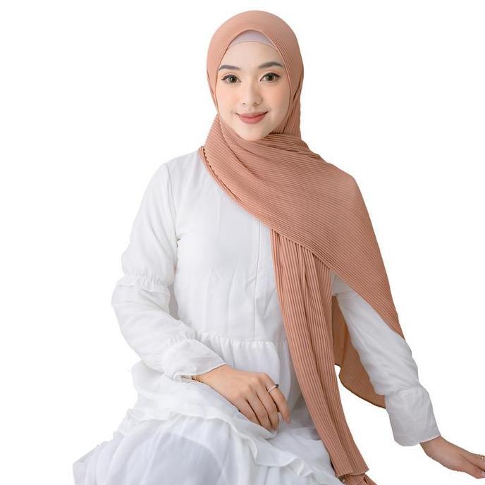 Jilbab Pashmina Plisket Ceruty Baby Doll Hijab Pasmina Lipit Murah