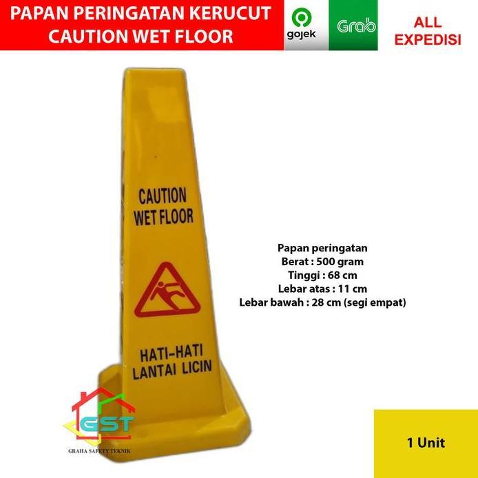caution wet floor/papan peringatan lantai licin kerucut