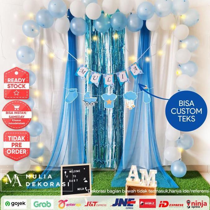 Dekorasi Backdrop Baby Girl Baby Boy Background Backdrop Bayi Lahiran Aqiqah Paket Baby Mulia HH