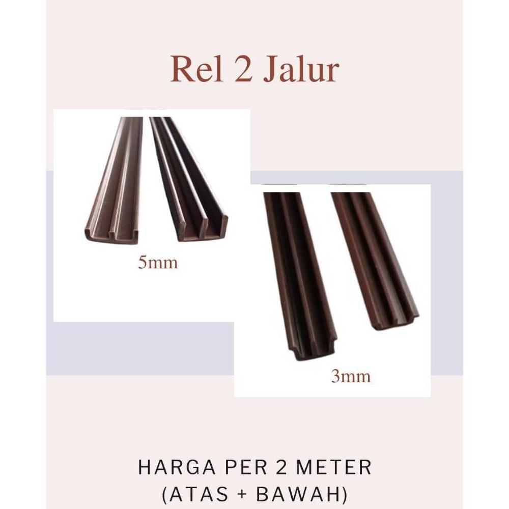 Rel 2 Jalur Atas Bawah / Rel Kaca Sliding / Rel Pintu Geser - 2mtr