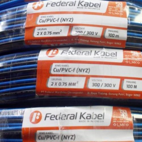 Kabel Twin Round Nyz 2X0,75 2X0.75 2X0,75Mm Federal @100Meter  Sale