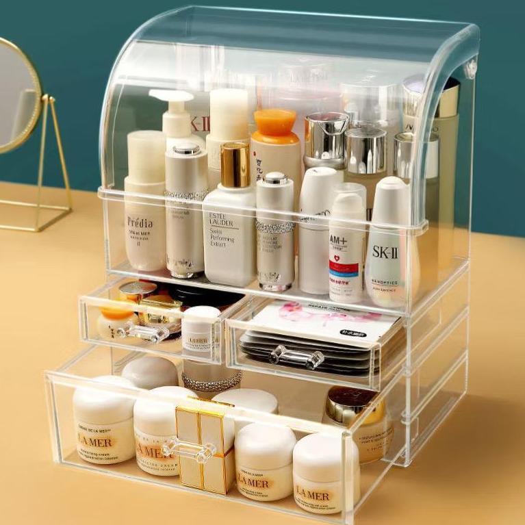 Rak Kosmetik Dengan Laci Anti Debu Tempat Make Up Skincare Rak Akrilik Multifungsi / Tempat Penyimpa