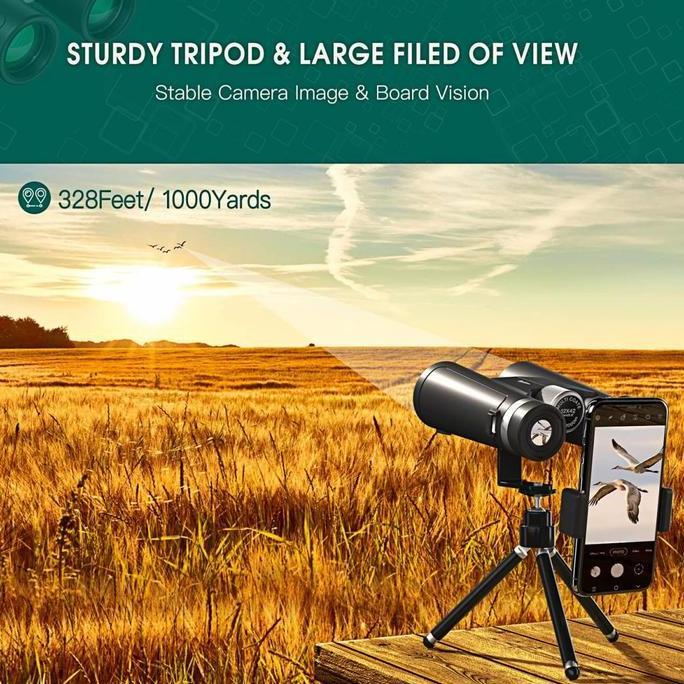 Terjangkau Professional Hd Binoculars K&F Concept 12X42 With Phone Clip Tripod