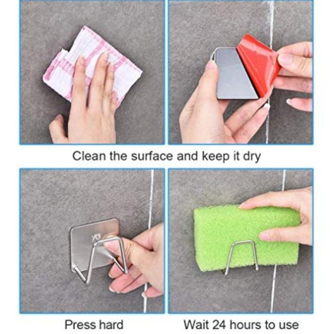 Bisa Cod Tempat Spons Holder Stainless Rak Untuk Spon Tutup Panci Multifungsi Tempelan 3M Kitchen Si