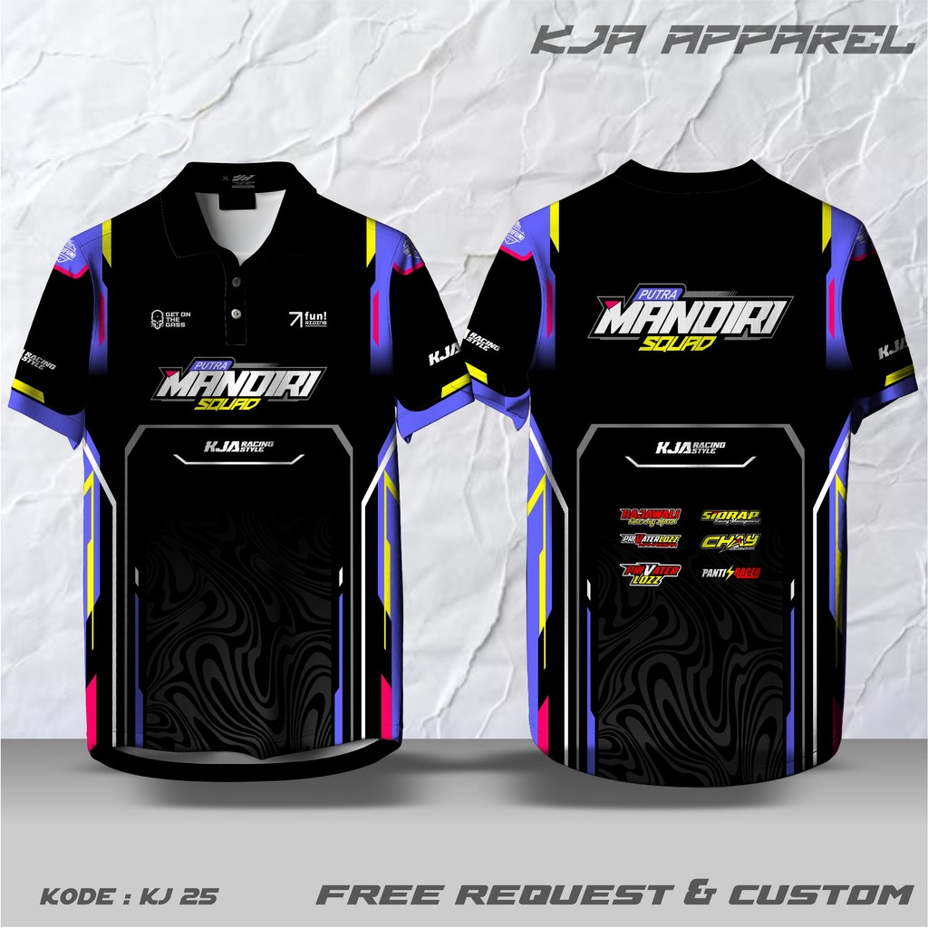 JERSEY KAOS RACING CUSTOM REQUEST POLO KERAH KANCING, KAOS SATUAN, BAHAN FULLPRINT KJ 25
