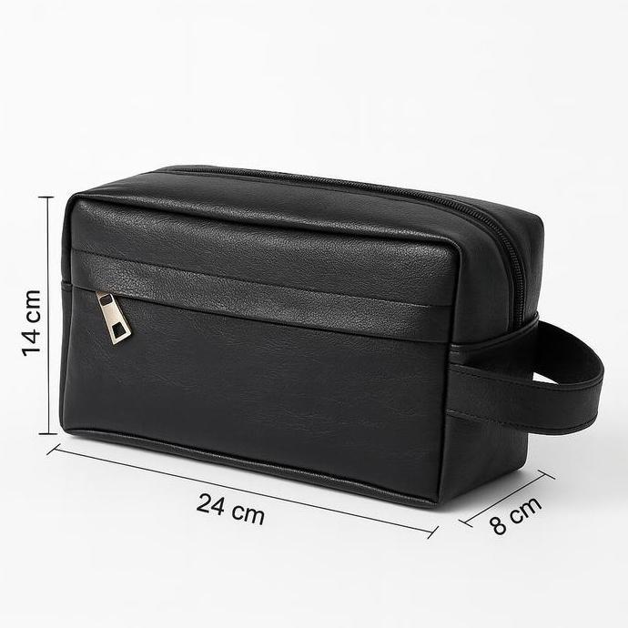 Pouch Kulit Sintetis Pria Anti Air Travel Organizer Multifungsi, Dompet HP & Tas Tangan Elegan
