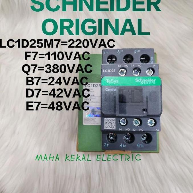 kontaktor contactor Schneider lc1d25d7 42vac 3phase 40a kontaktor Schneider 40a lc1d25 original schn