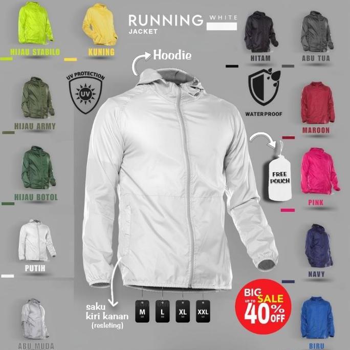 NEW JAKET OLAHRAGA PARASUT PRIA WANITA SEPEDA LARI RUNNING JOGGING SAUNA ORI