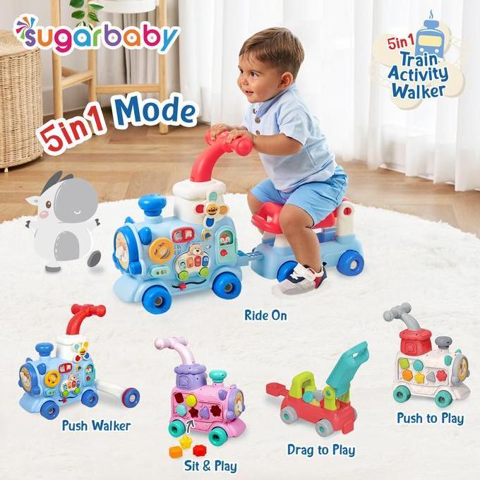 Lazzbuina - Sugarbaby Train Activity Walker 5in1 Music Push Walker
