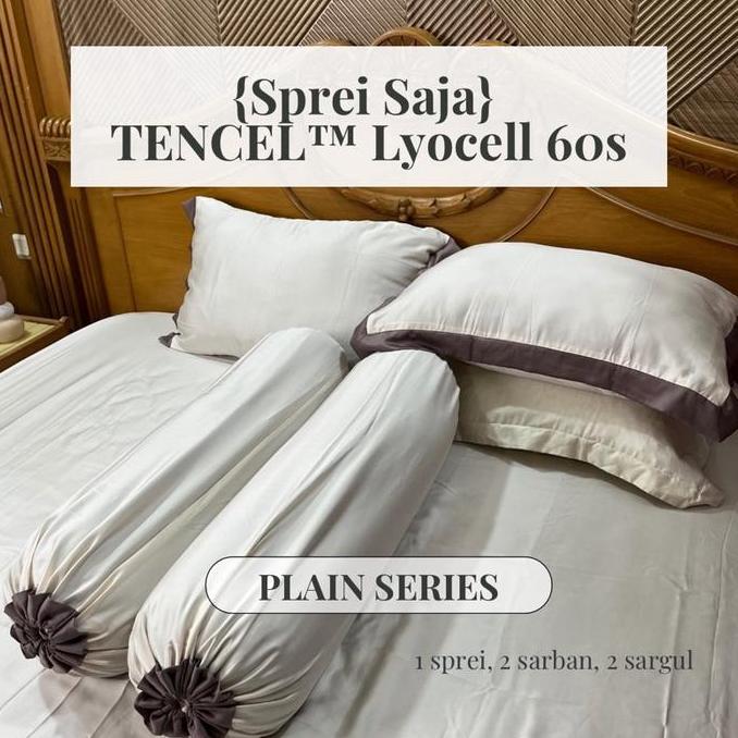{PLAIN SERIES} Sprei Saja Polos Frame Kombinasi TENCEL Lyocell 60s Berbagai Ukuran CO