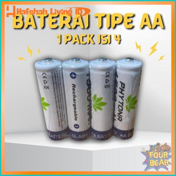 Baterai Cas Aa Phytona Original Sni Isi 4 Pcs 1500Mah Rechargeable 1.2 Volt  Baterai Isi Ulang
