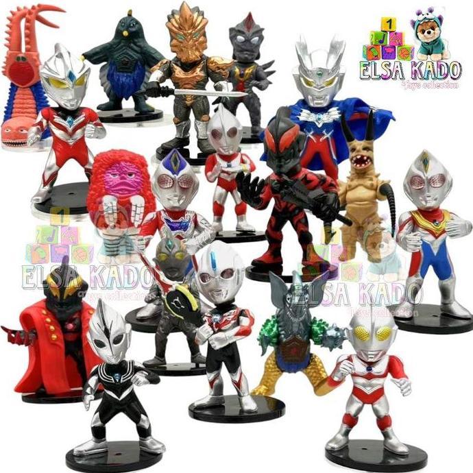 Action Figure Ultraman Set 6 Chibi 10cm With Kaiju Monster Belial Pigmon Tyrant Gudon Ultra Man Arc 
