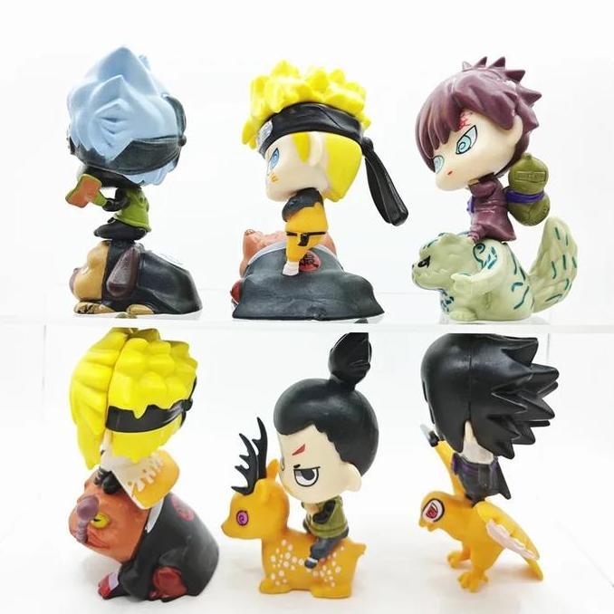 Action Figure Naruto Chibi Set 6 Pcs Kakashi Pakkun Gamabunta Gaara Shukaku Shikamaru Sasuke Garuda
