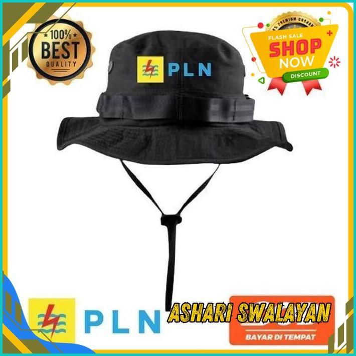 TOPI RIMBA GUNUNG HAT CAP DISTRO BUMN PLN PERUSAHAAN LISTRIK RI CUSTOM NAMA SABLON BORDIR COSTUM LOK