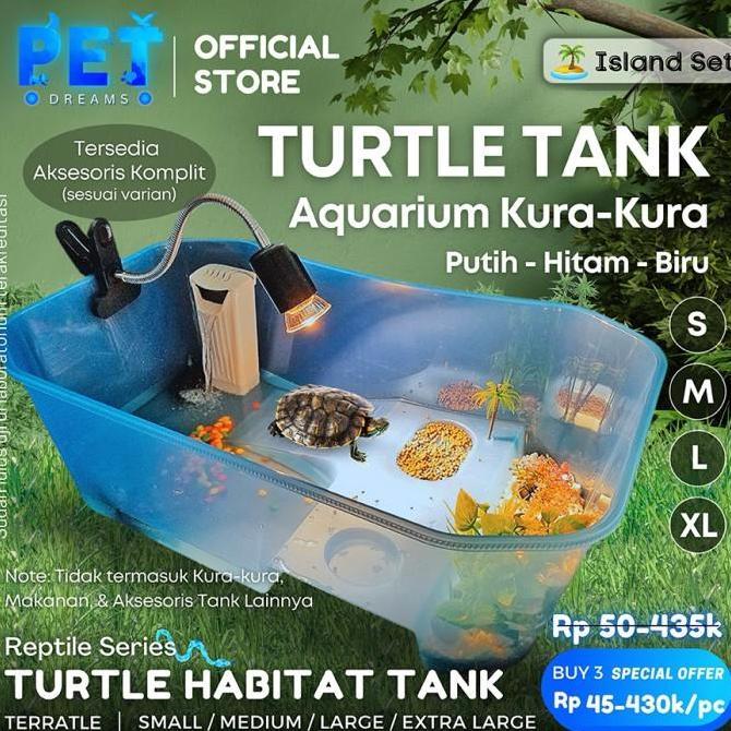 TERMURAH - Aquarium Kura Kura Kandang Tank Turtle Akuarium Kura Air Darat Basking Vivarium