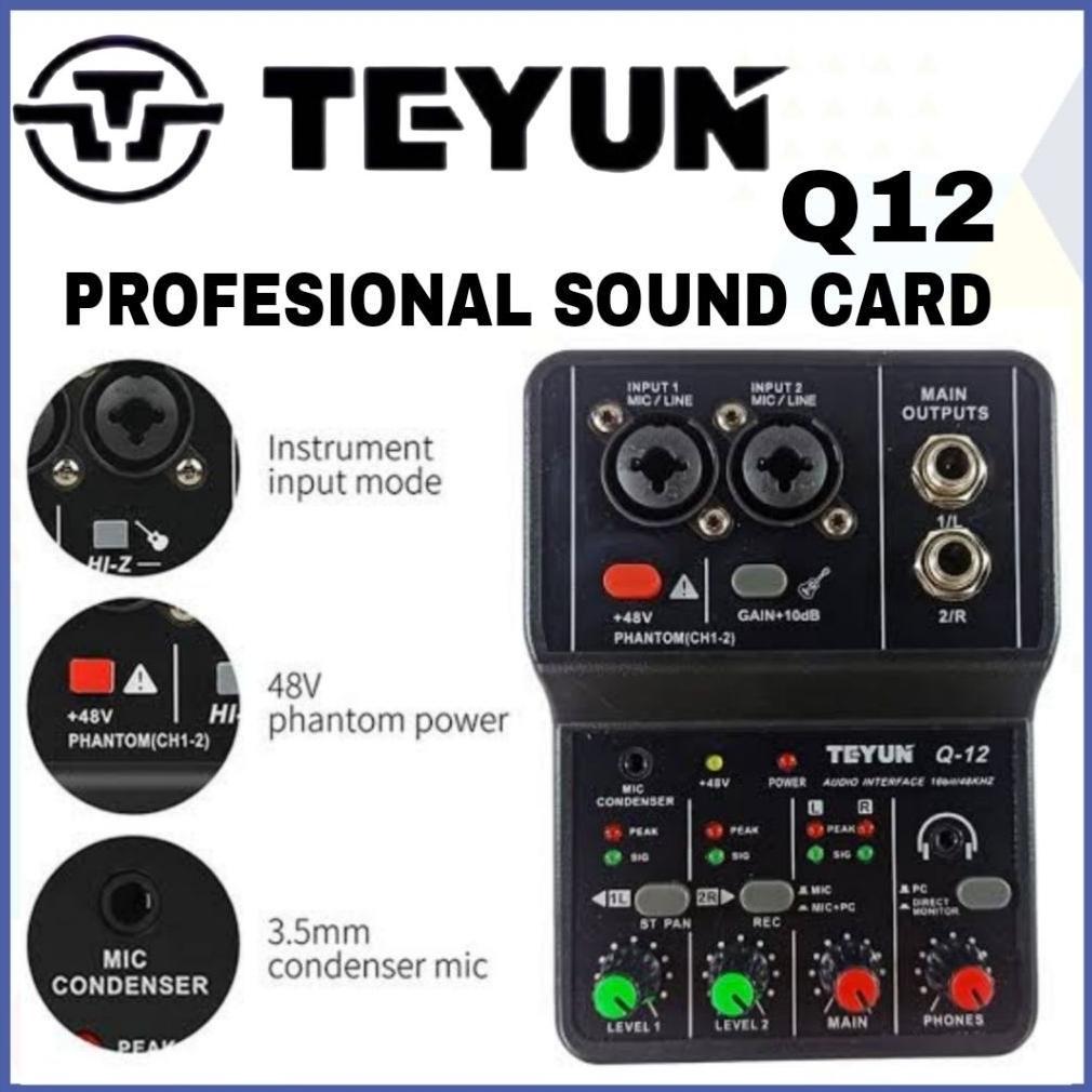 Soundcard Teyun - Mixer Mini - Teyun Q12 Sound Card Mini USB Portable 2 Way Mixer