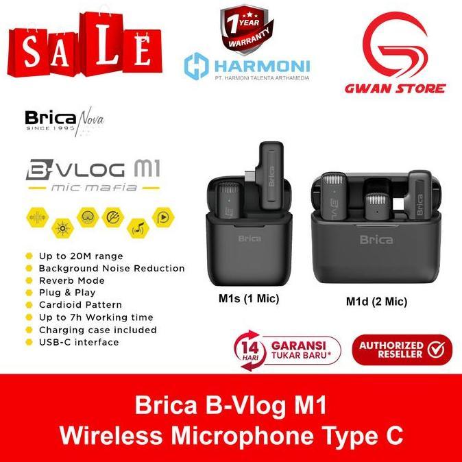 Brica B-VLOG M1 Wireless Clip On Microphone with Charging Case Type C