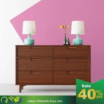 Terlaris Nakas Minimalis Laci 6 Kayu Jati Beside Table