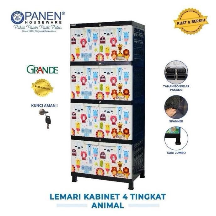Terlaris Panen Lemari Kabinet Plastik Jumbo / Kabinet Susun Karakter / Lemari Baju 4 Tingkat 8 Pintu