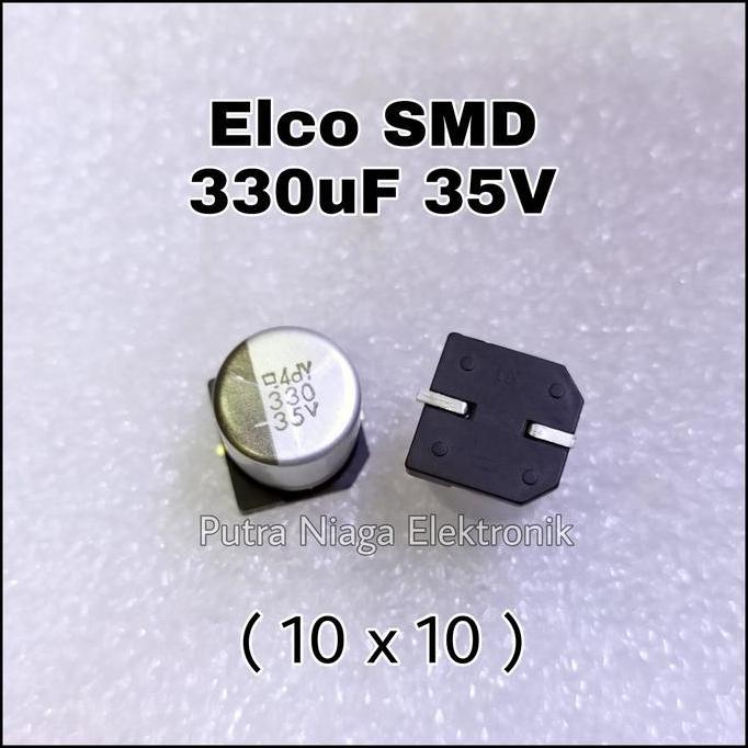 Diskon (1) Elco SMD 330uf 35v alumunium 330 uf kapasitor 337 35 volt putran1a dijamin