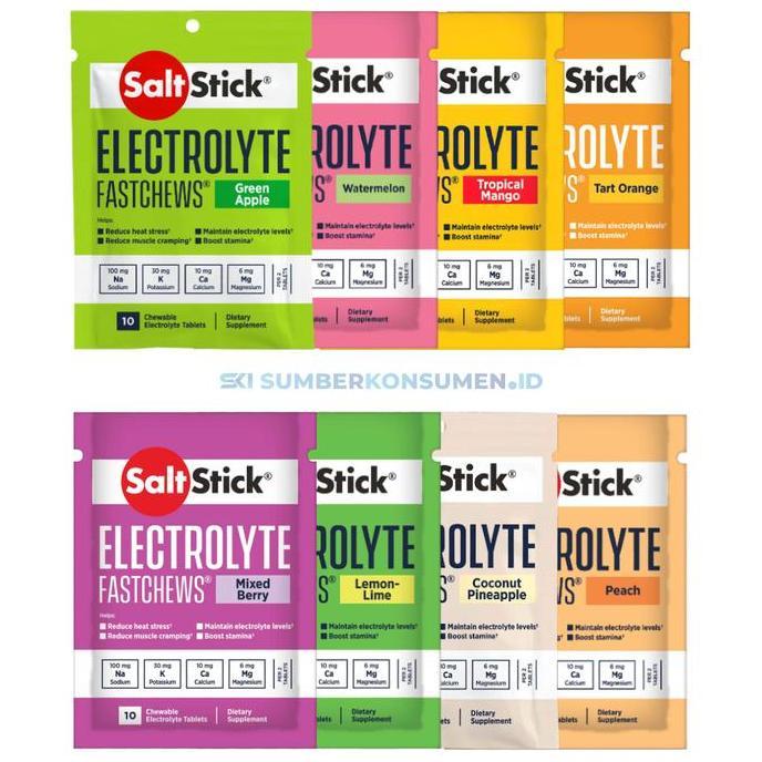 SaltStick FastChew Semua Rasa 10pc Sachet / Salt Stick Electrolyte Fast Chews FastChews GAN