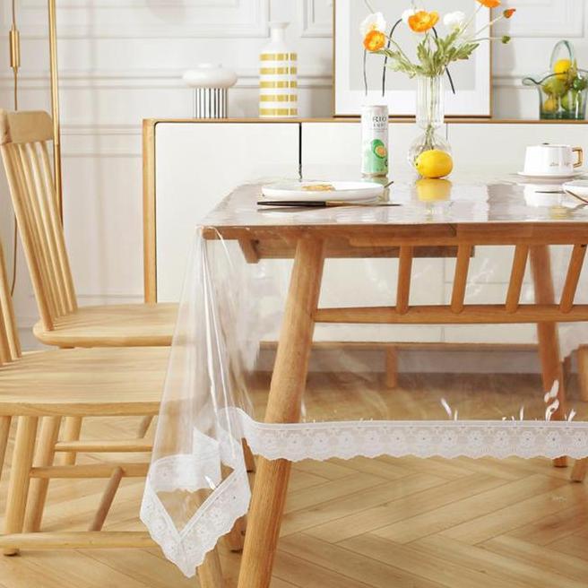 Cod Loyal Bosque Taplak Meja Renda Jahitan Bening Taplak Meja Makan Plastik Bening Transparan Taplak