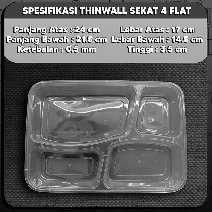 New- Bento 4 sekat Plastik Thinwall / Thinwall Sekat Food Container Premium