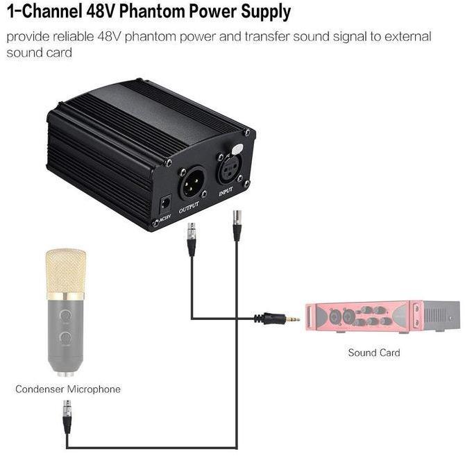 Taffware Phantom Power Microphone 1ch 48V Condenser Microphone [terbaik]