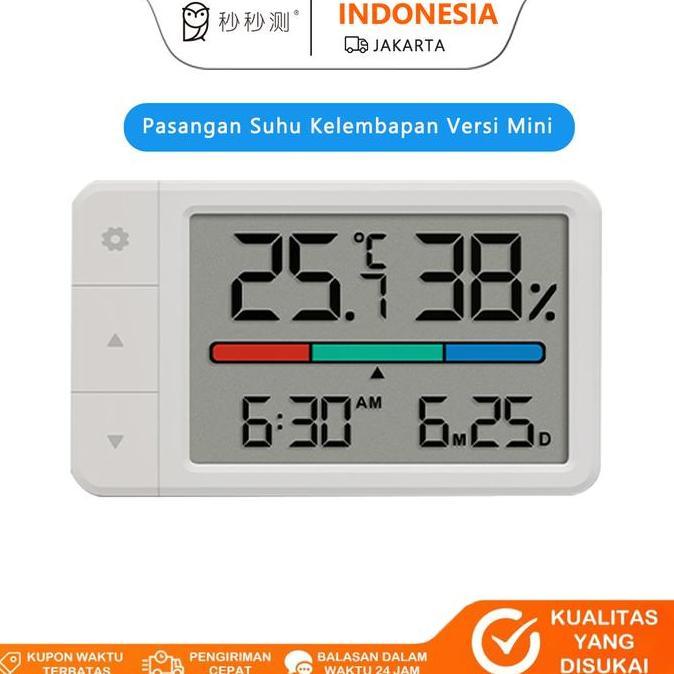 MiaoMiaoCe Hygrometer Digital Mini - Pengukur Suhu & Kelembaban Ruangan, Tampilan Warna, Bisa Digant