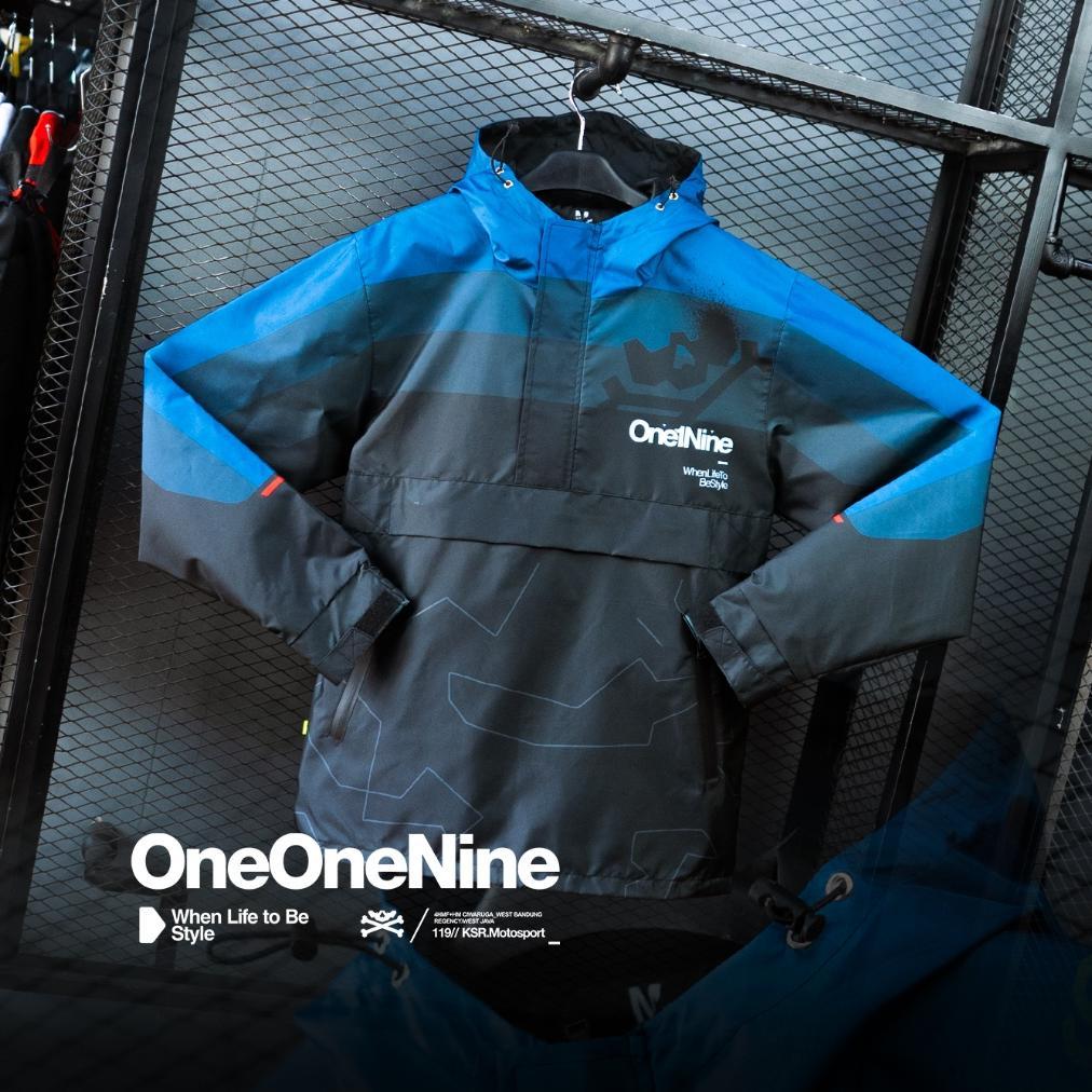 Oneonenine Ksr Jaket Big Pocket Flex Blue - Jaket Motor Sport Camo Polyester Waterproof