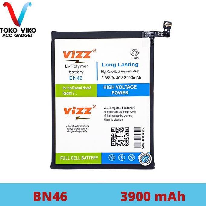 Promo Baterai Vizz Bn46 For Redmi 7 Redmi Note 8 Baterai Vizz Original