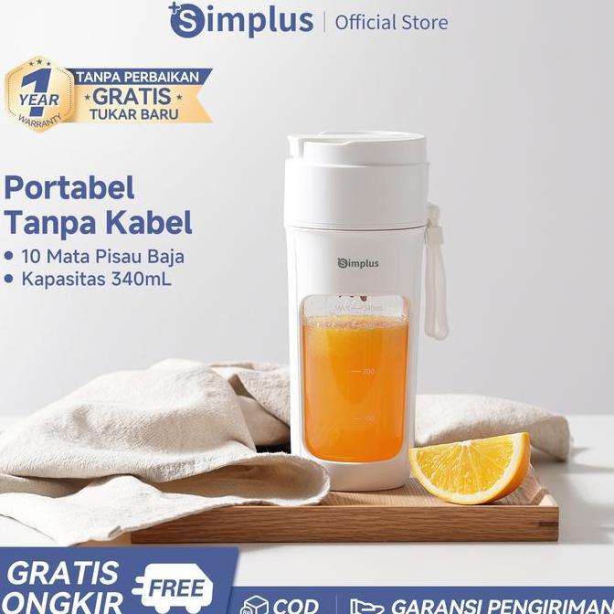 SUPER DEALSSimplus Blender Portabel 340ml Juicer Multifungsi Gelas Siap Minum 10 Set Mata Pisau Jus 