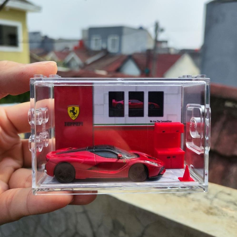 DIORAMA DIECAST FERRARI - MINI DIORAMA - DIORAMA MINI WITH ACCRYLIC - PAJANGAN DIECAST - ACRYLIK DIE