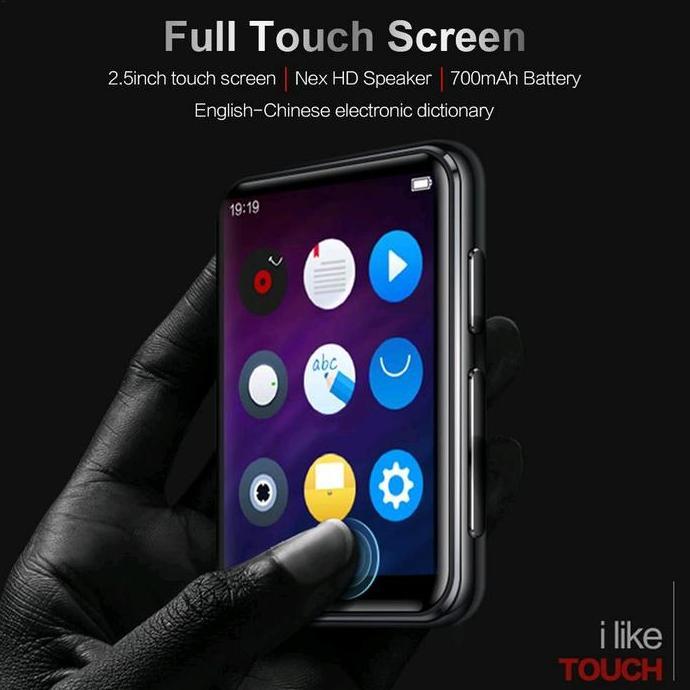TERBARU Benjie X5 MP3 Player 2.5 Inch Layar Sentuh Speaker Bluetooth Baterai Awet Slot Micro SD Hing