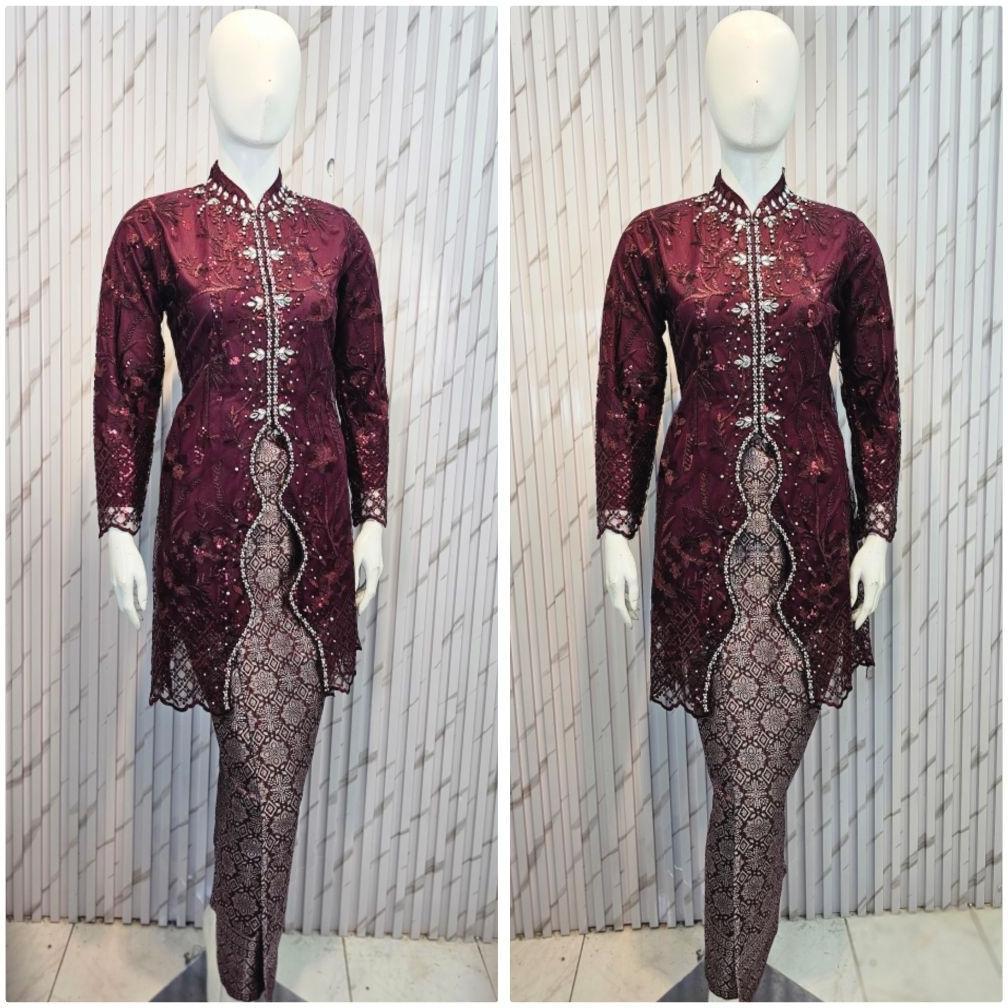 kebaya Fatmawati tille payet Tunik kombinasi payet mutiara