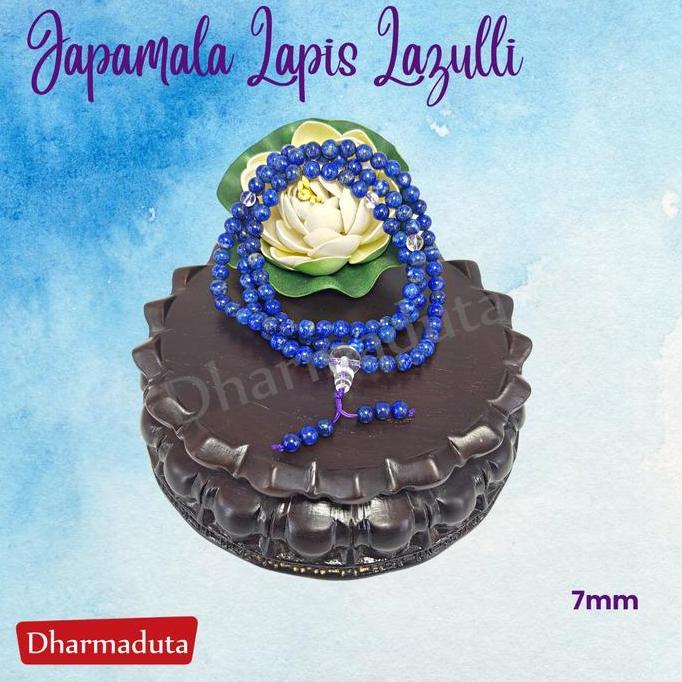 Japamala Batu Lapis Lazulli Tasbih Buddha Buddhis 108 Butir Natural