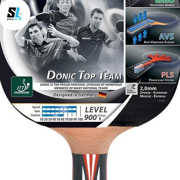 Donic Bat Pingpong Bed Tenis Meja Schildkrot Top Team 900 Dengan Ergonomic Handle Anti Vibration Sys
