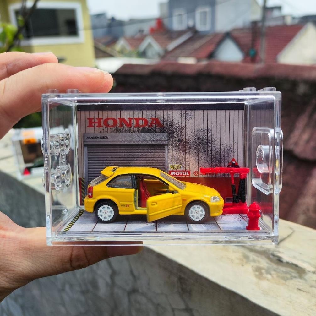DIORAMA DIECAST HONDA GARASI - MINI DIORAMA - DIORAMA MINI WITH ACCRYLIC - PAJANGAN DIECAST - ACRYLI