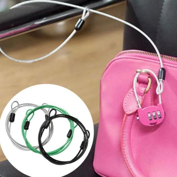 Promo Murah Sling Baja Pengaman Tas / Pengunci Tas Anti Copet / Universal Lock