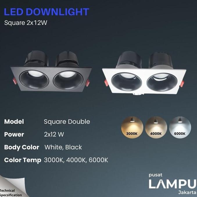 Spotlight Inbow Square White Reflektor Black 2x12watt LED