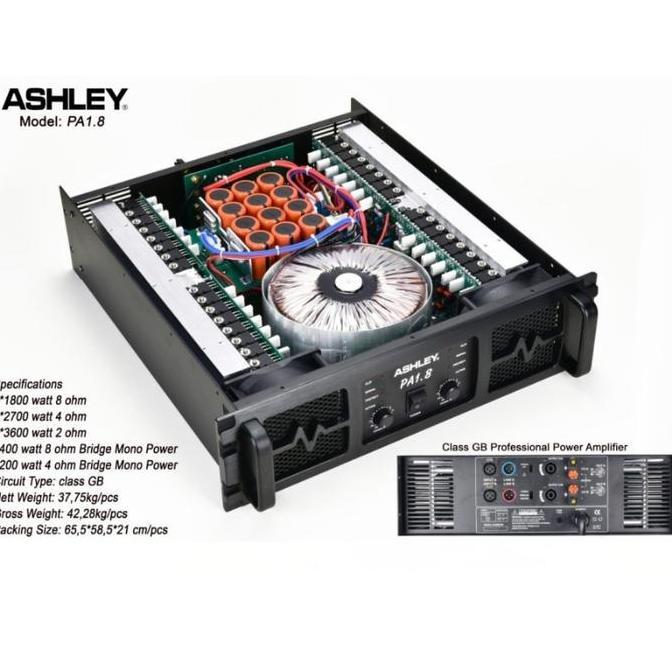 Power Amplifier Ashley PA 1.8 PA1.8 1800 Watt 2 Channel Class GB Original