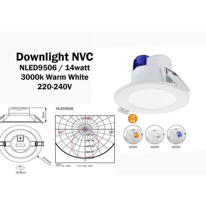 Lampu Downlight Nvc Nled9506 14Watt 3000K Warm White / Lampu Sorot  Sale
