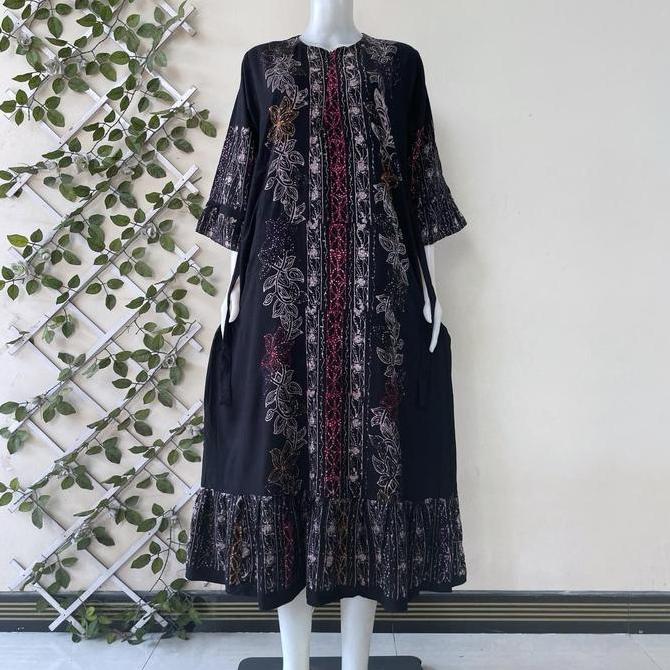 sekdress batik cap soft Colet daster lengan 7/8 panjang 130