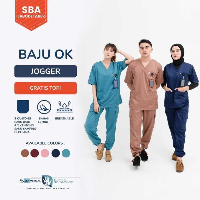 Baju Ok Jogger | Baju Ok Toyobo | Baju Jaga Dokter - Scrub Medis Lengan Pendek