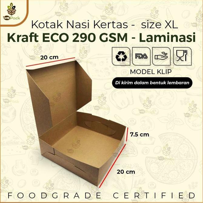 Kotak Nasi Kertas Box Makanan Catering Eco Paper Laminasi Foodgrade Xl