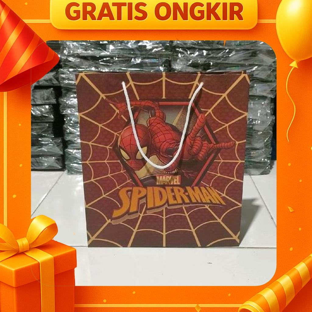 Paper Bag Hadiah Ulang Tahun Motif Spiderman Lusinan Isi 12 Pcs