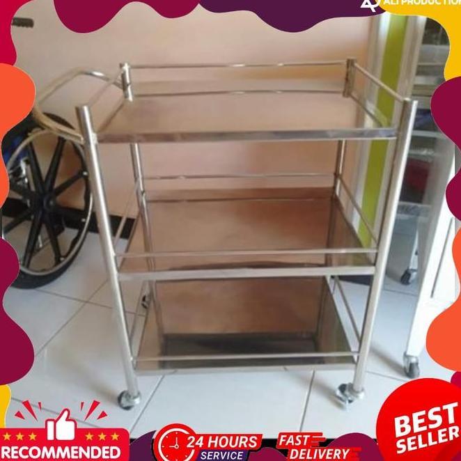 Trolley Instrumen 3 Susun Troli Medis Meja Instrumen 3 Rak Stainless