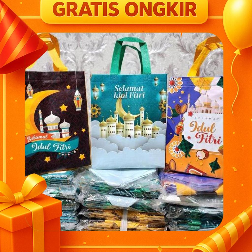 Ivshop - Goodie Box Idul Fitri Ukuran 25X20X30Cm Tas Parcel Lebaran Laminasi Tapak Persegi Muat Box 