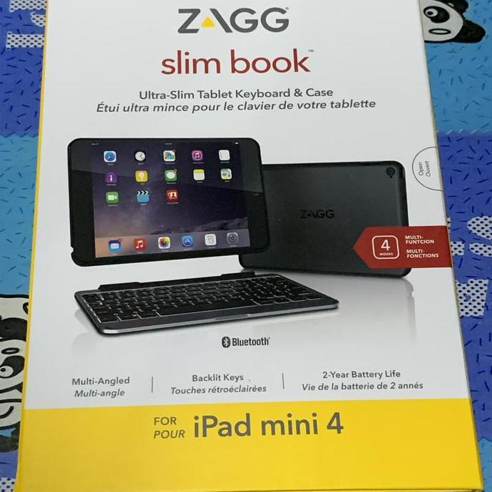 IPad Mini 4 ZAGG Slim Book Detachable Bluetooth Keyboard Cover Terlaris